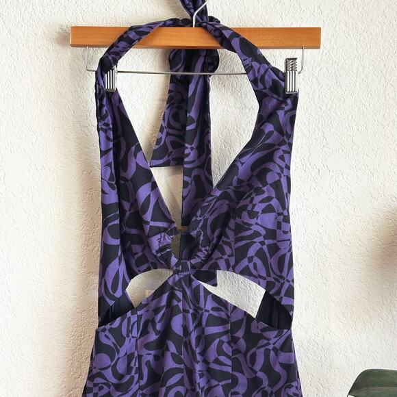 Free People Womens Kira Wide Leg Halter Jumpsuit XS Cut-Out Boho Festival Cotton - Picture 2 of 12